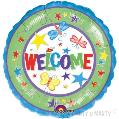balon foliowy welcome motylki i gwiazdki amscan 17 rnd