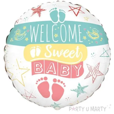 balon foliowy welcome sweet baby stopki i gwiazdki flexmetal 18 rnd