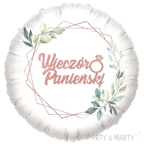 balon foliowy wieczor panienski eukaliptus rose gold bialy 18 rnd