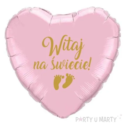 balon foliowy witaj na swiecie zloty rozowy 18 hrt