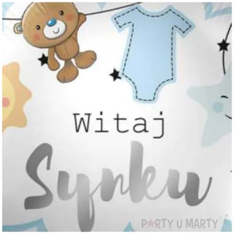 balon foliowy witaj synku bialo niebieski premioloon 17 rnd