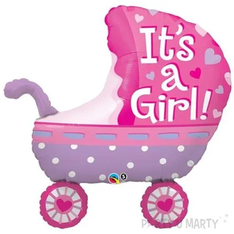 balon foliowy wozek its a girl rozowy qualatex 35 shp