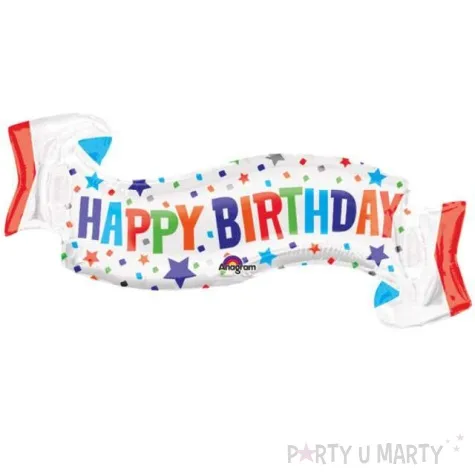 balon foliowy wstazka happy birthday amscan 15 shp