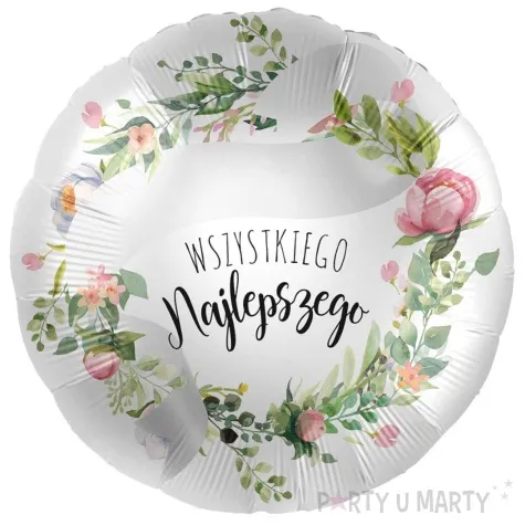 balon foliowy wszystkiego najlepszego personalizacja bialy premioloon 17 rnd