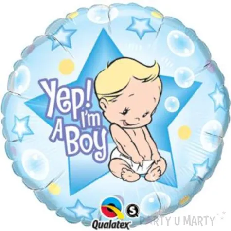 balon foliowy yep i am a boy blekitny qualatex 18 rnd