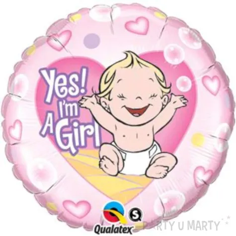 balon foliowy yes i am a girl rozowy qualatex 18 rnd