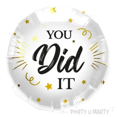 balon foliowy you did it bialy czarny zloty folat 18 rnd