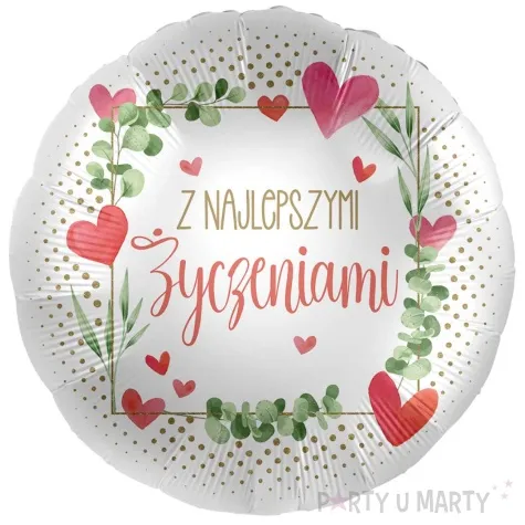 balon foliowy z najlepszymi zyczeniami bialy premioloon 17 rnd