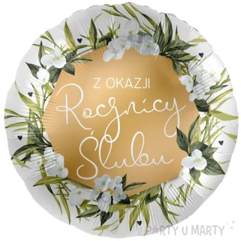 balon foliowy z okazji rocznicy slubu bialo zloty amscan 17 rnd