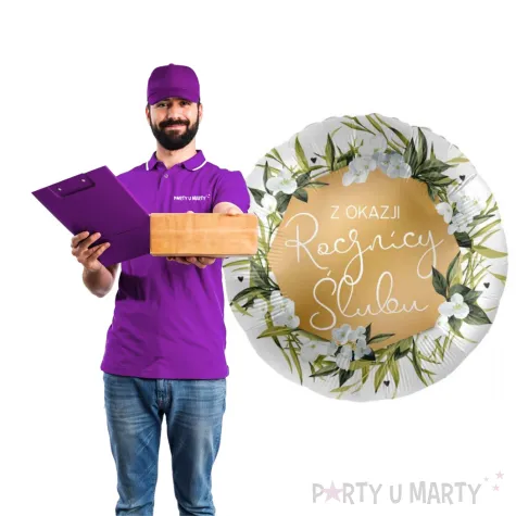 balon foliowy z okazji rocznicy slubu bialo zloty premioloon 17 rnd