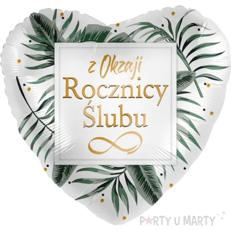 balon foliowy z okazji rocznicy slubu serce bialo zloty amscan 17 hrt