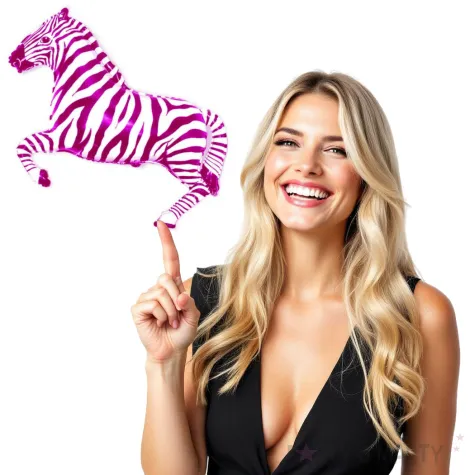 balon foliowy zebra w paski rozowy flexmetal 10 shp