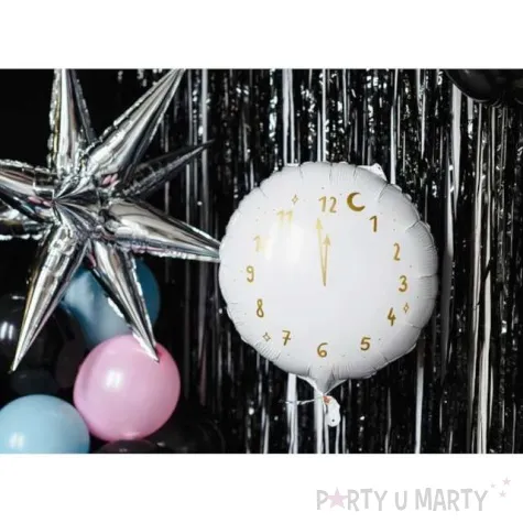 balon foliowy zegar bialy partydeco 18 rnd