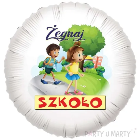 balon foliowy zegnaj szkolo bialy 18 rnd