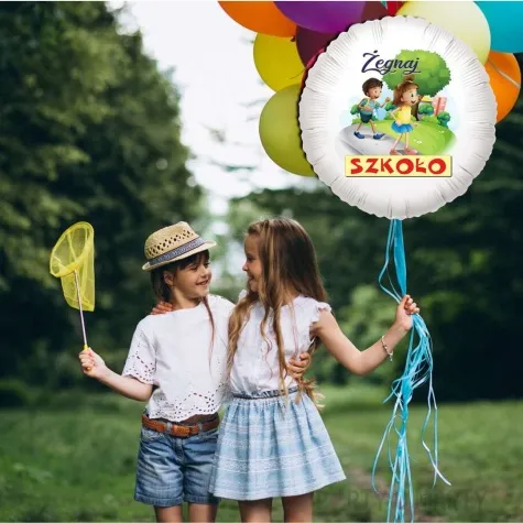 balon foliowy zegnaj szkolo bialy 18 rnd
