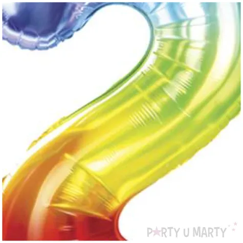 balon foliowy zelek cyfra 2 teczowy partypal 40 dgt