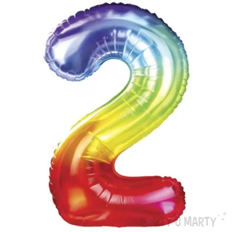 balon foliowy zelek cyfra 2 teczowy partypal 40 dgt