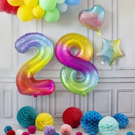 balon foliowy zelek cyfra 2 teczowy partypal 40 dgt