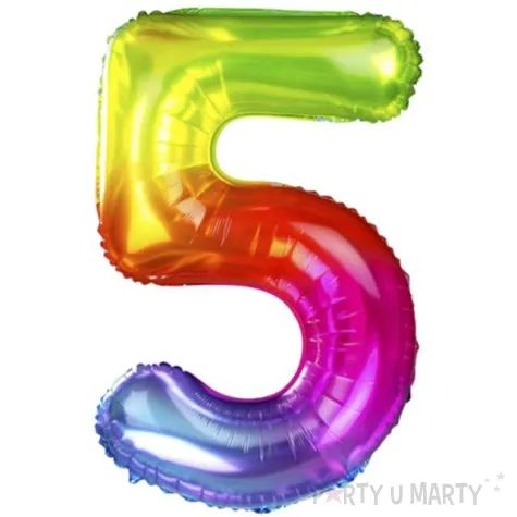 balon foliowy zelek cyfra 5 teczowy partypal 40 dgt