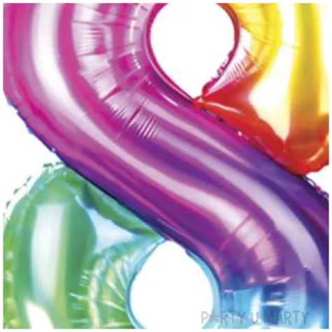 balon foliowy zelek cyfra 8 teczowy partypal 40 dgt