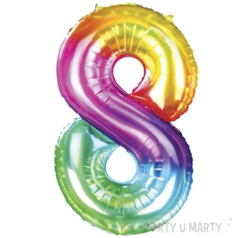 balon foliowy zelek cyfra 8 teczowy partypal 40 dgt