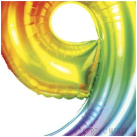 balon foliowy zelek cyfra 9 teczowy partypal 40 dgt