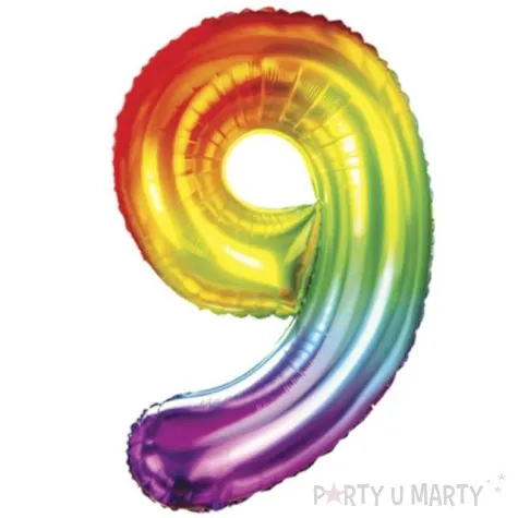 balon foliowy zelek cyfra 9 teczowy partypal 40 dgt