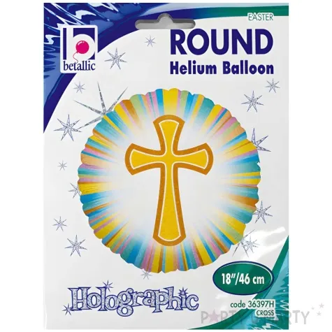 balon foliowy zloty krzyz betallic 18 rnd