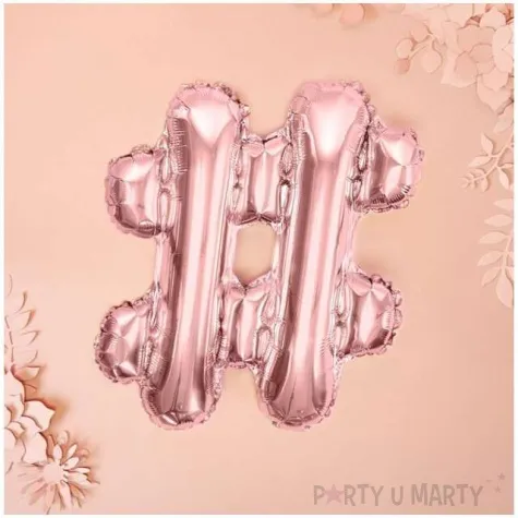 balon foliowy znak hash 14 partydeco rozowo zloty