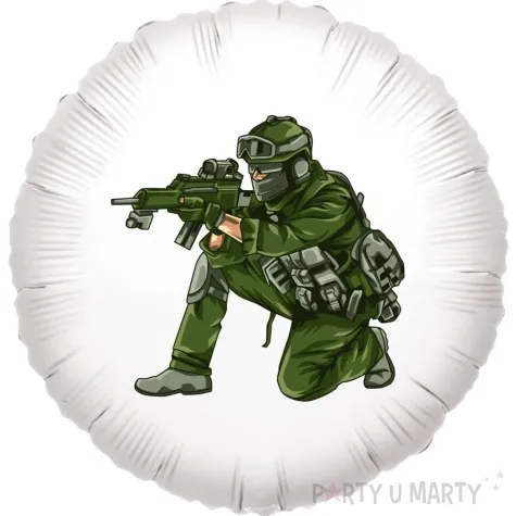 balon foliowy zolnierz z poligonu bialy 18 rnd