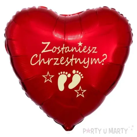 balon foliowy zostaniesz chrzestnym czerwony 18 hrt