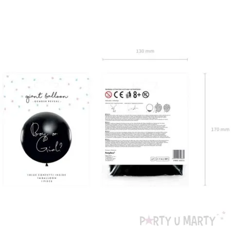 balon gender reval boy or girl chlopiec czarny partydeco 100 cm