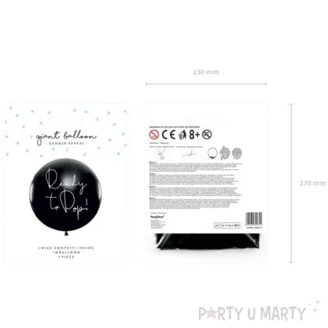 balon gender reval chlopiec czarny 1m partydeco