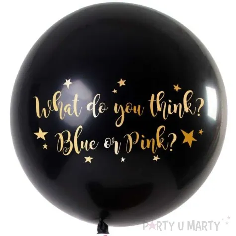 balon gender reveal blue or pink dziewczynka czarno zloty folat 35