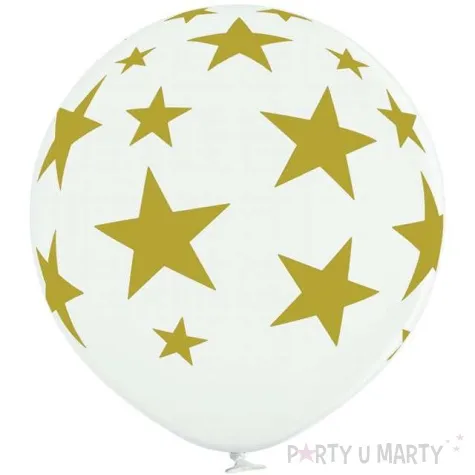 balon gigant w gwiazdy bialo zlote belbal 24
