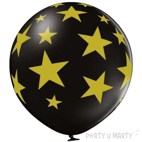 balon gigant w gwiazdy czarno zlote belbal 24