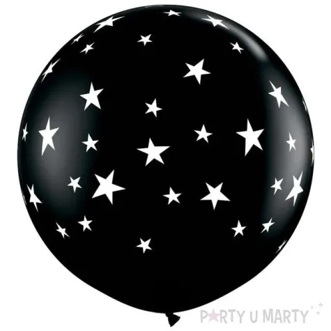 balon gwiazdki round czarny qualatex 36 2 szt