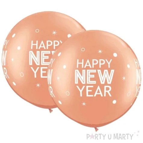 balon happy new year rozowe zloto qualatex 30 2 szt