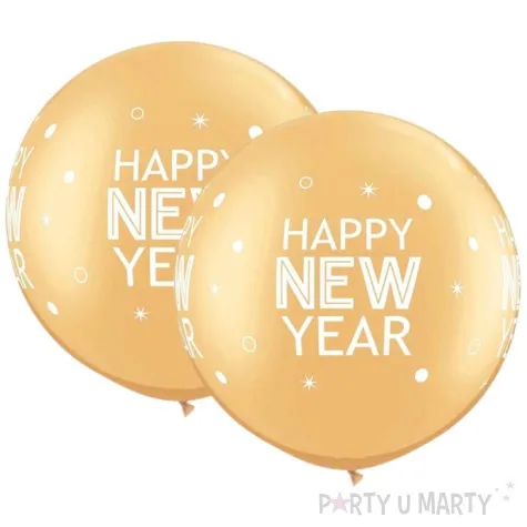balon happy new year zloty qualatex 30 2 szt