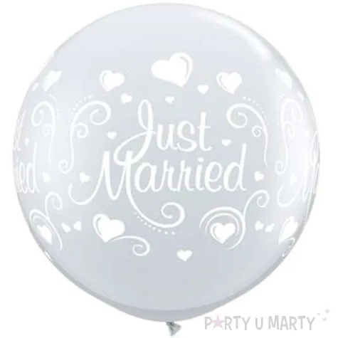 balon just married nowozency transparentne qualatex 36 cali 2 szt