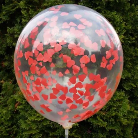 balon konfetti czerwone serduszka transparentny dekoracjepolska 12 5 szt