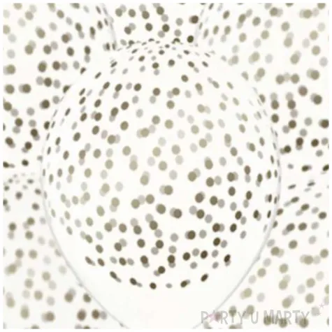 balon kropki zlote transparentne partydeco 30cm 6szt