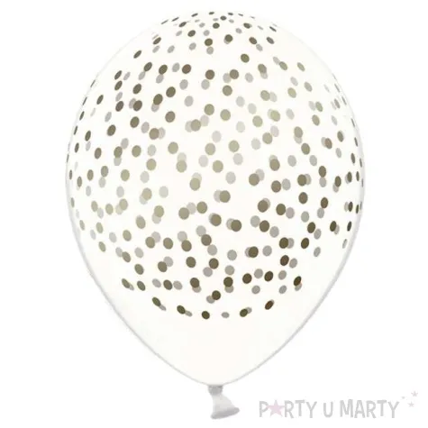 balon kropki zlote transparentne partydeco 30cm 6szt