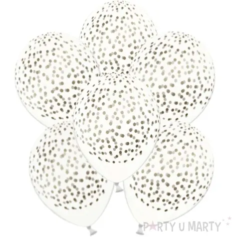 balon kropki zlote transparentne partydeco 30cm 6szt