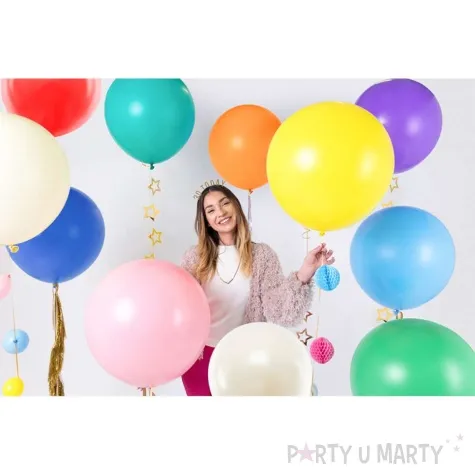 balon okragly czerwony pastel partydeco 24