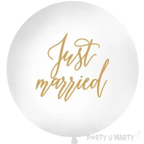 balon olbrzym just married bialy partydeco 100 cm