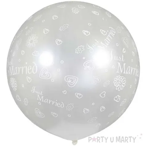 balon olbrzym kula metalik just married biale gemar 85 cm