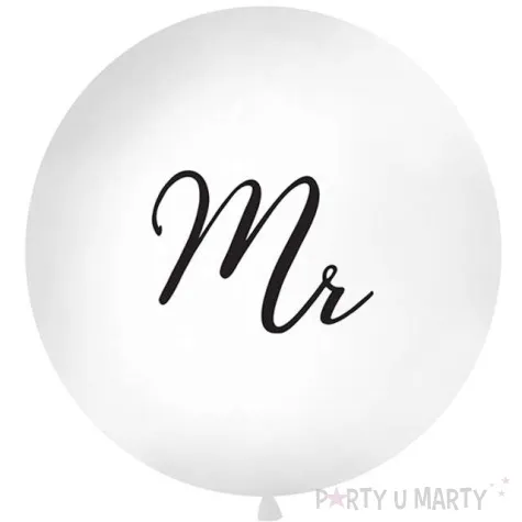 balon olbrzym mr bialy partydeco 100 cm