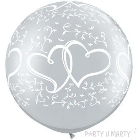 balon serca i pnacza srebrne qualatex 30 2 szt