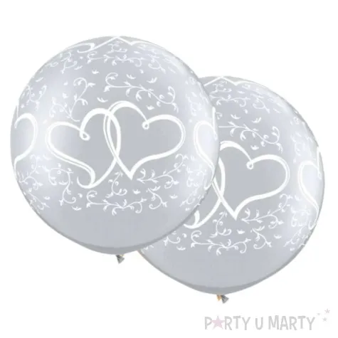 balon serca i pnacza srebrne qualatex 30 2 szt